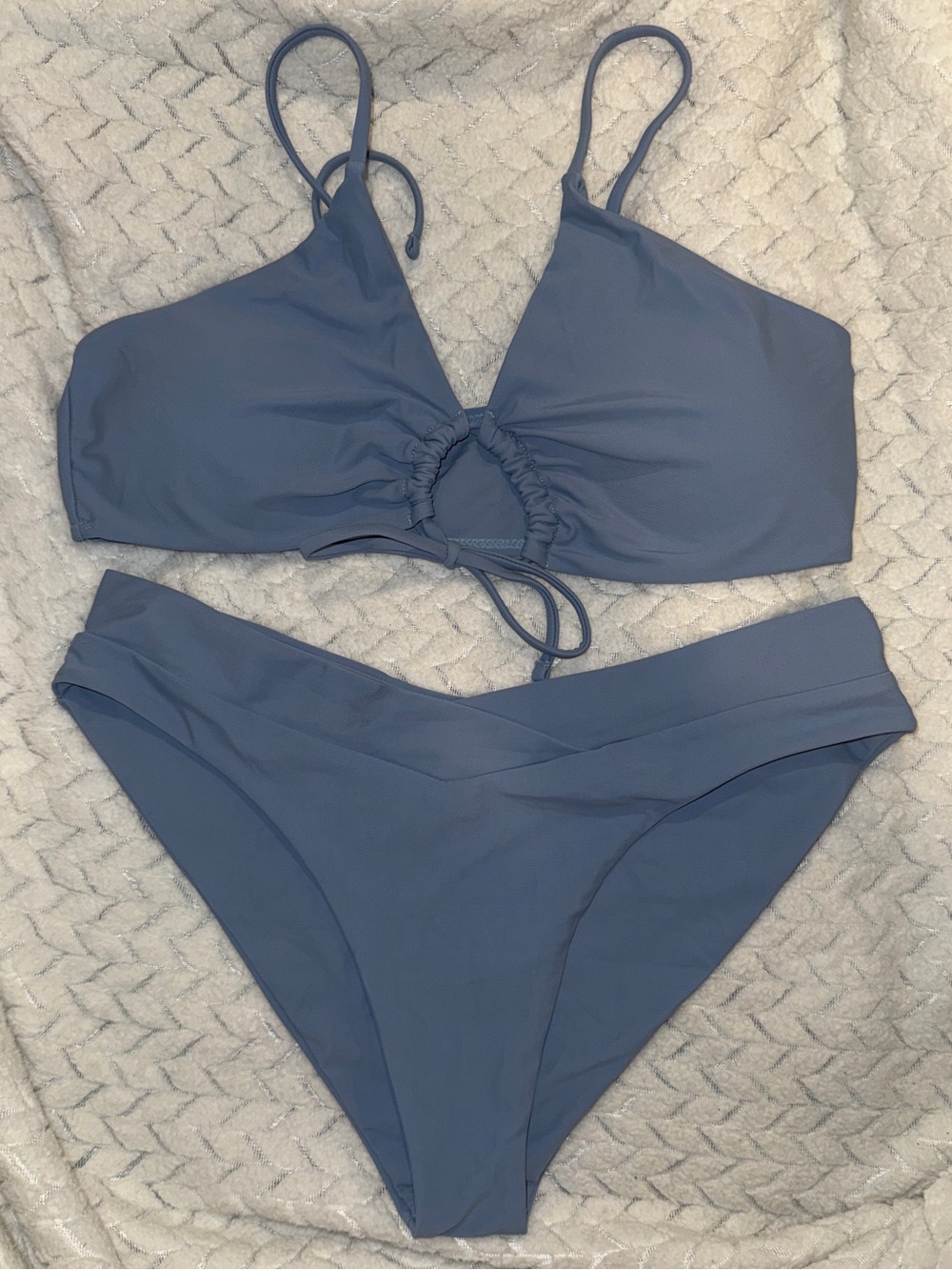 Women's Blue Ruched Front Bikini Set